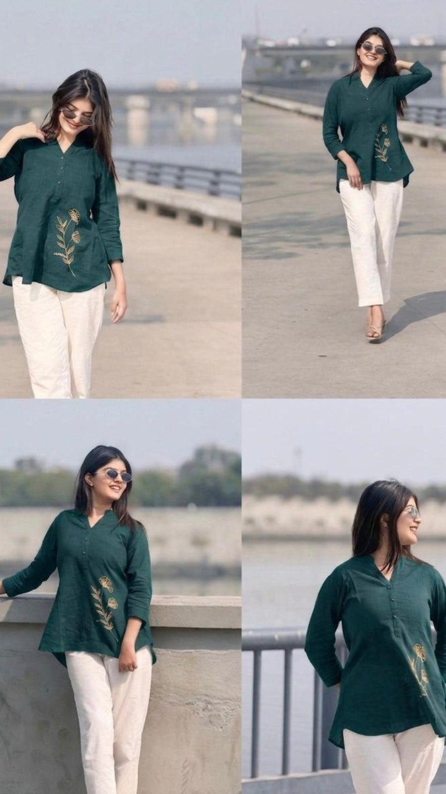 Women's Premium Cotton Slub Co-Ord Set | Embroidered Shirt & Pant Set | Casual, Office & Travel Wear
