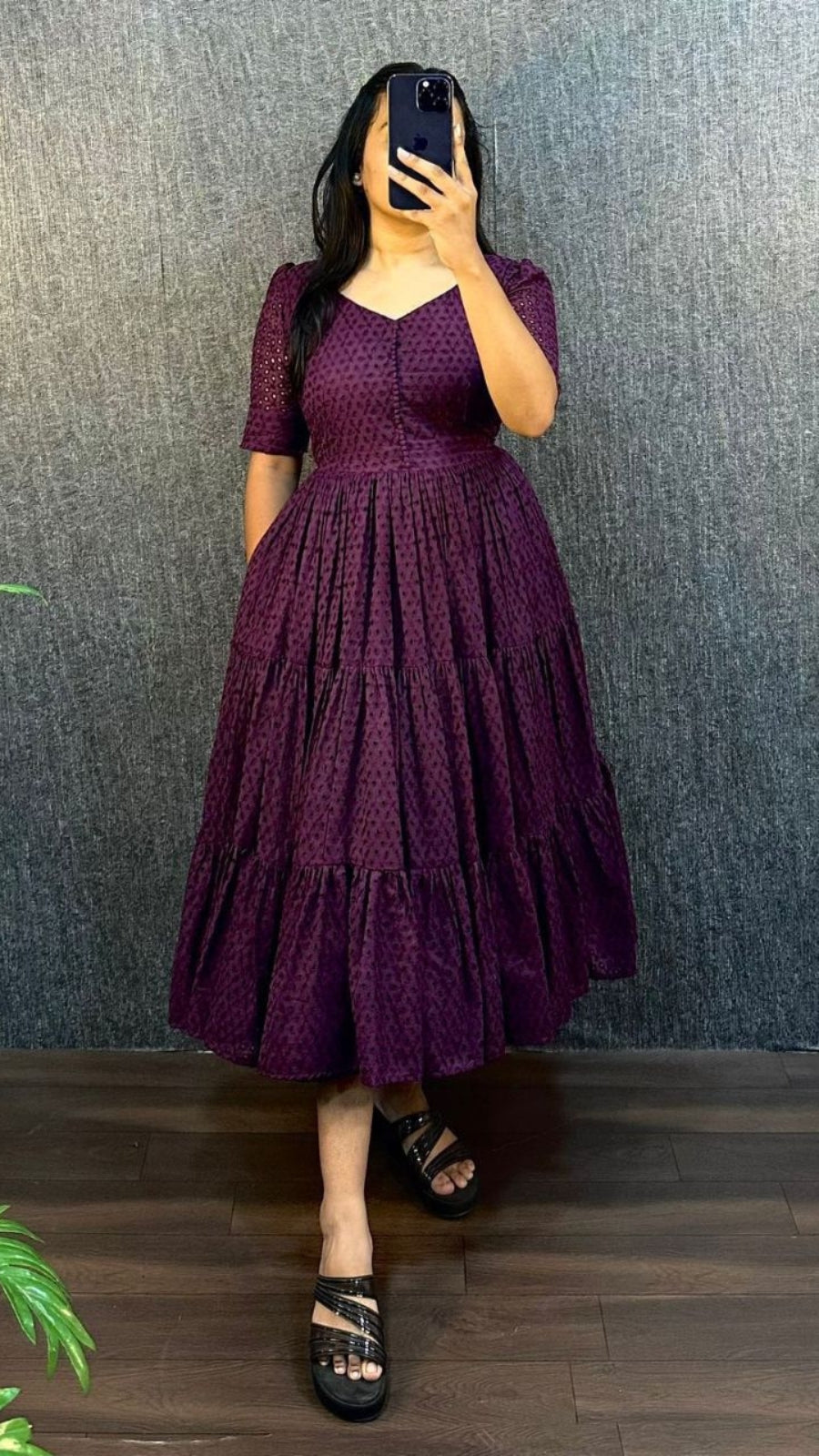 Women’s Hakoba Cotton Flared Midi Dress | Trendy 3 Layer Casual & Party Wear Midi Gown with Pocket