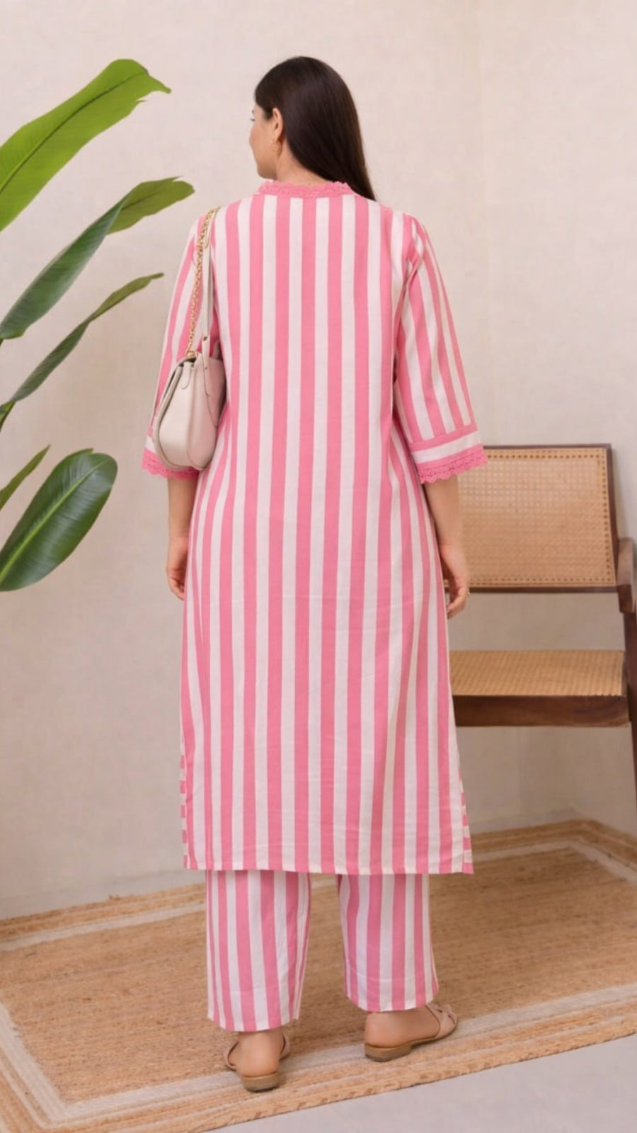 Women Striped Rayon Kurta Palazzo Set | Stylish Straight Kurti Set | Summer Ethnic Wear (4 Colors)