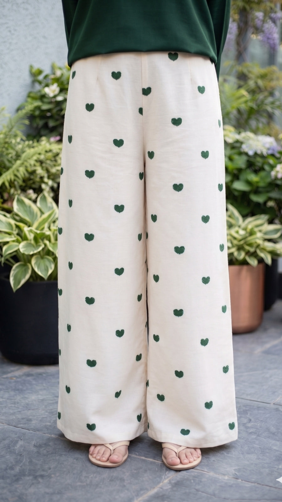 Luxury Cotton Co-Ord Set for Women | Elegant Kurti with Heart Print Palazzo | Premium Casual Wear