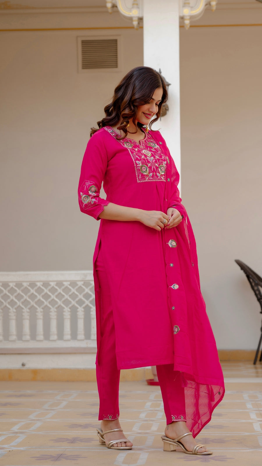 Luxury Mango Silk Kurti Set with Dupatta | Elegant Embroidered Ethnic Wear for Women