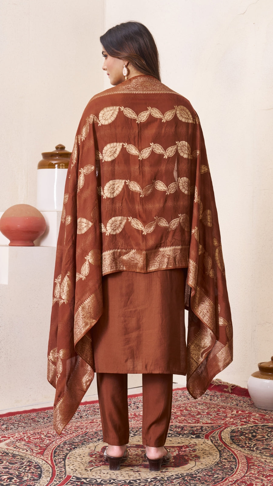 Luxury Roman Silk Embroidered Kurta Set with Dupatta | Festive & Wedding Wear Suit for Women