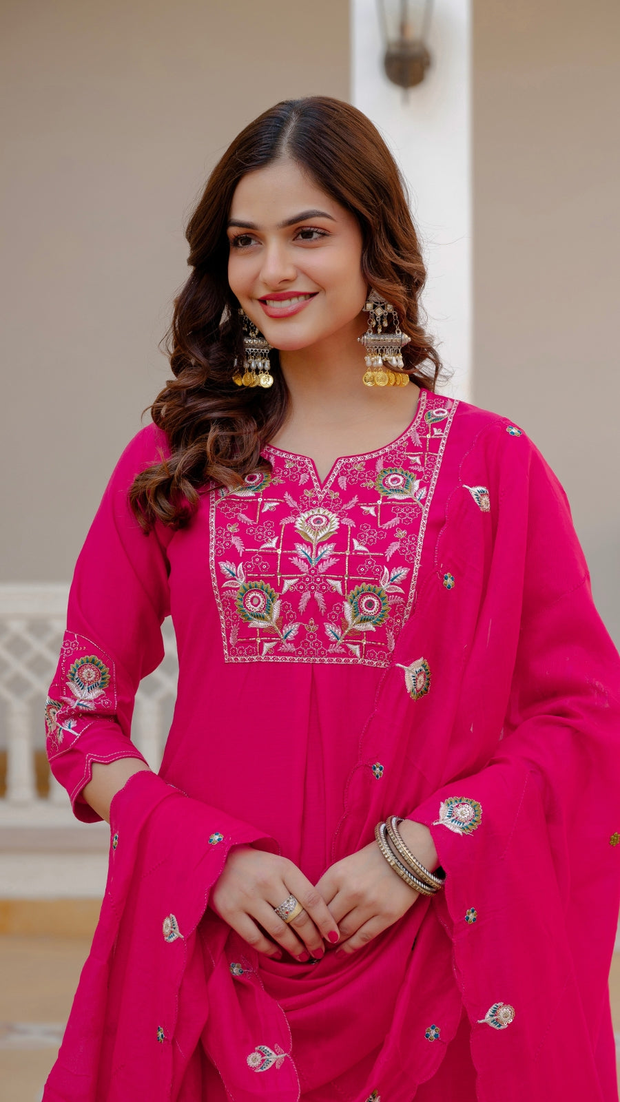 Luxury Mango Silk Kurti Set with Dupatta | Elegant Embroidered Ethnic Wear for Women