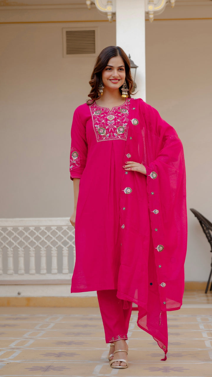Luxury Mango Silk Kurti Set with Dupatta | Elegant Embroidered Ethnic Wear for Women
