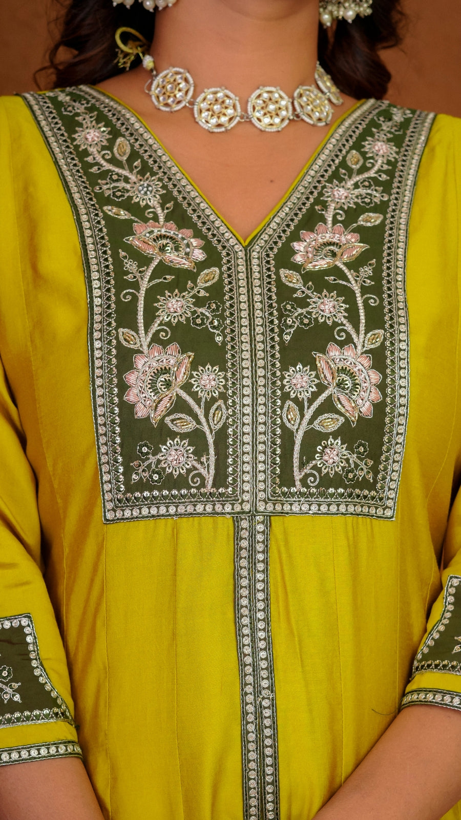 Premium Roman Silk Embroidered Anarkali Kurti Set with Dupatta | Festive Wear Ethnic Suit for Women