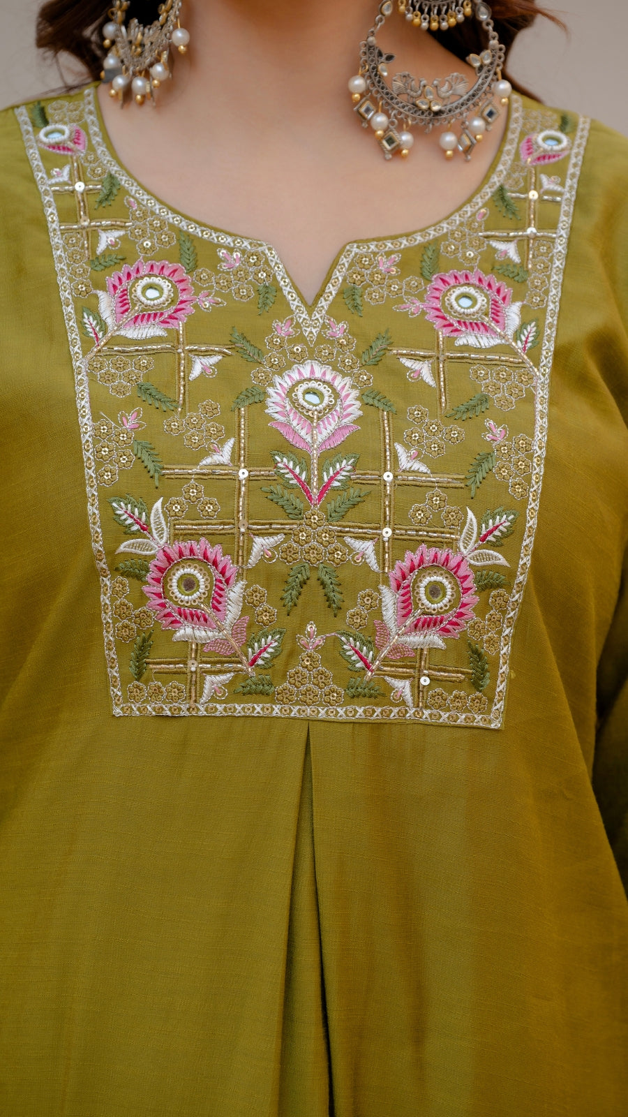 Luxury Mango Silk Kurti Set with Dupatta | Elegant Embroidered Ethnic Wear for Women