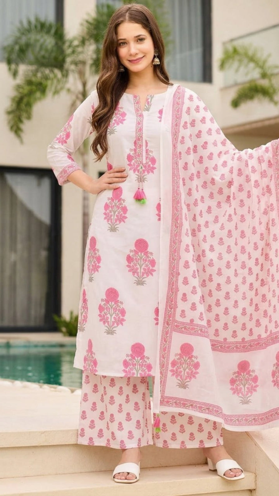 Women’s Printed Rayon Straight Kurta Pant Dupatta Set | Elegant Ethnic Wear Suit Set for Festive & Casual Wear