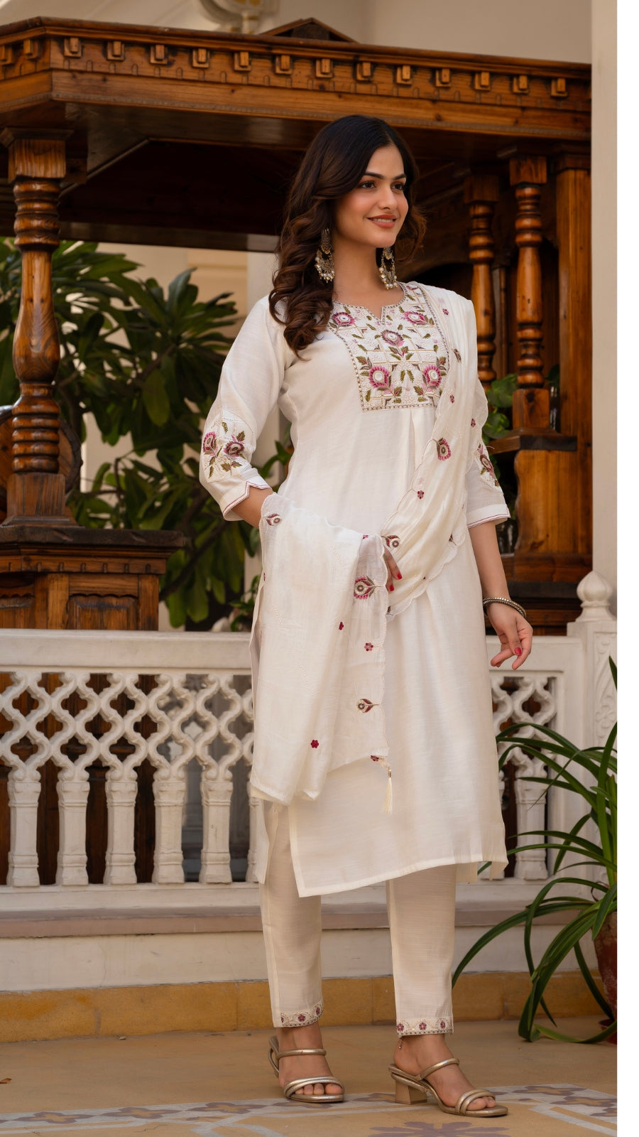 Luxury Mango Silk Kurti Set with Dupatta | Elegant Embroidered Ethnic Wear for Women