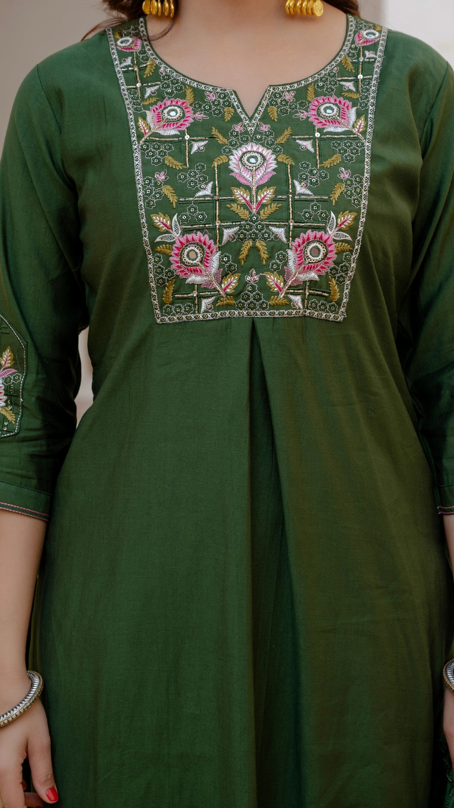 Luxury Mango Silk Kurti Set with Dupatta | Elegant Embroidered Ethnic Wear for Women