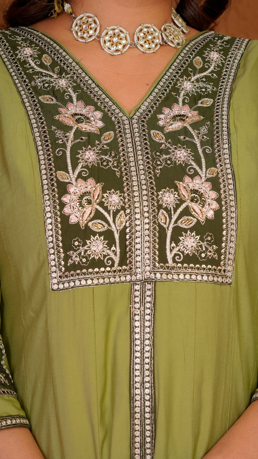 Premium Roman Silk Embroidered Anarkali Kurti Set with Dupatta | Festive Wear Ethnic Suit for Women