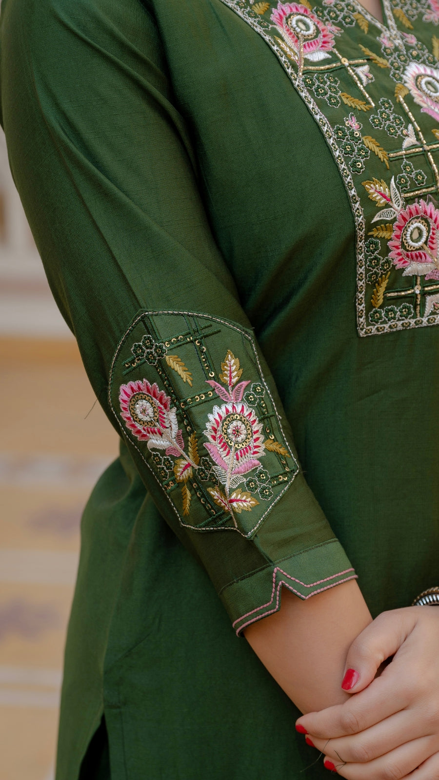 Luxury Mango Silk Kurti Set with Dupatta | Elegant Embroidered Ethnic Wear for Women