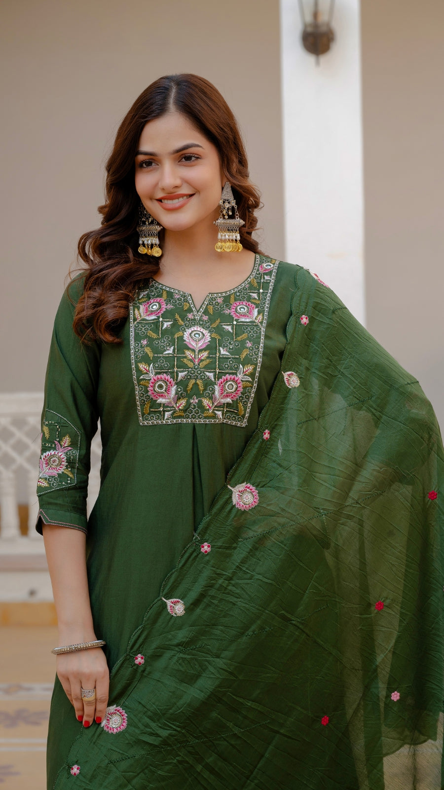 Luxury Mango Silk Kurti Set with Dupatta | Elegant Embroidered Ethnic Wear for Women