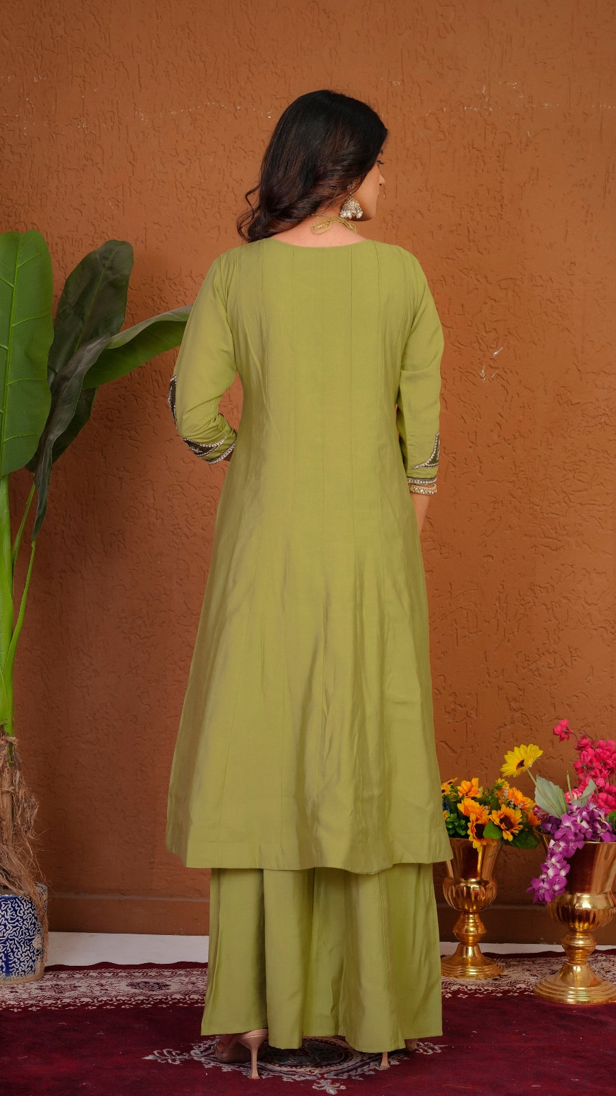 Premium Roman Silk Embroidered Anarkali Kurti Set with Dupatta | Festive Wear Ethnic Suit for Women