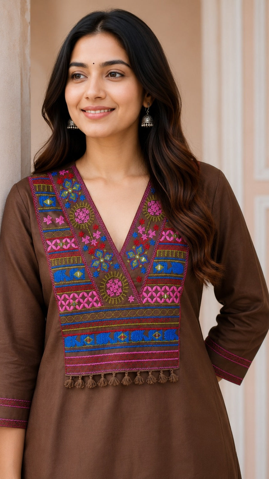 Premium Cotton Embroidered Kurti Pant Co-Ord Set for Women | Ethnic Cotton Suit Set