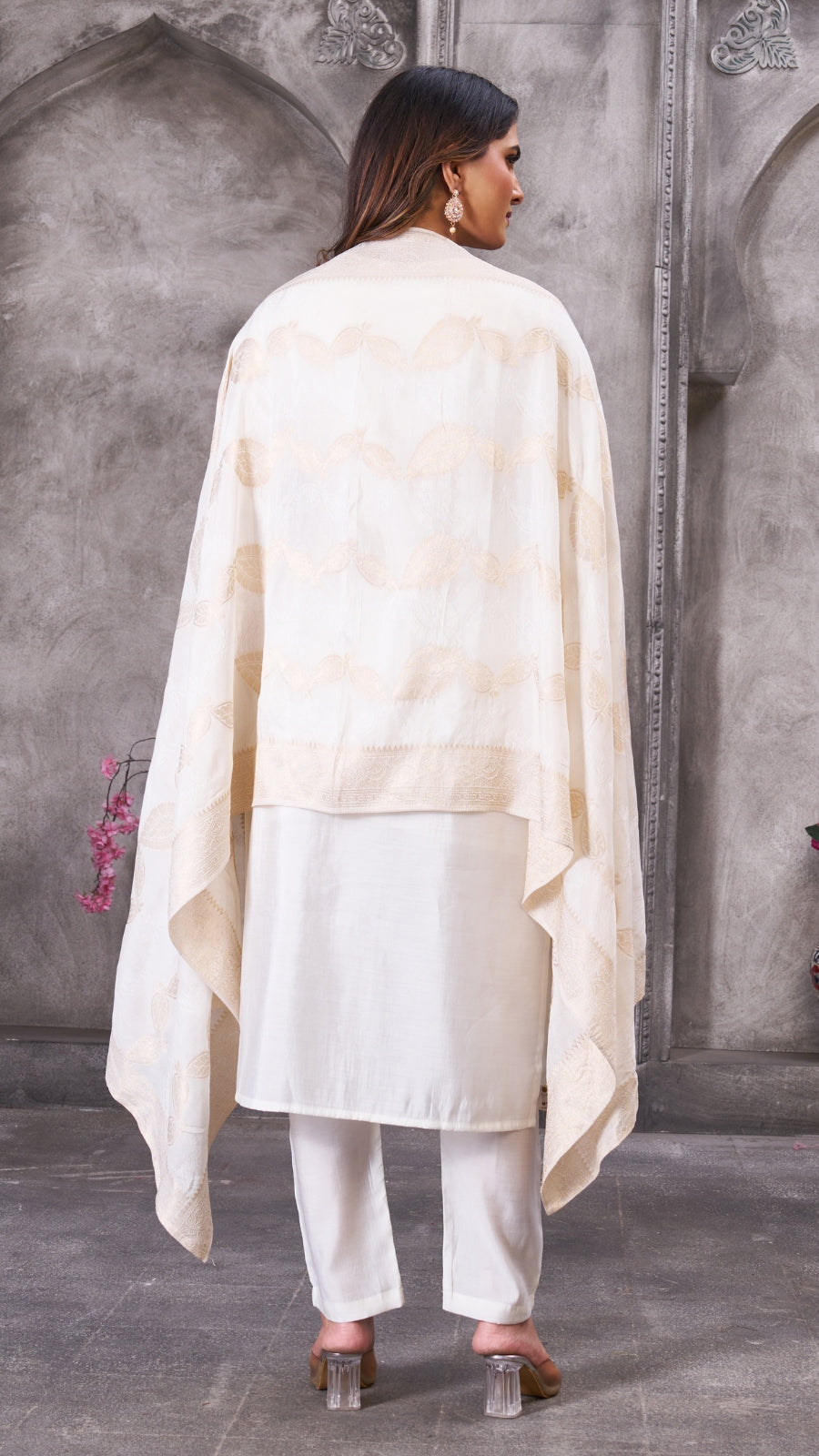 Luxury Roman Silk Embroidered Kurta Set with Dupatta | Festive & Wedding Wear Suit for Women
