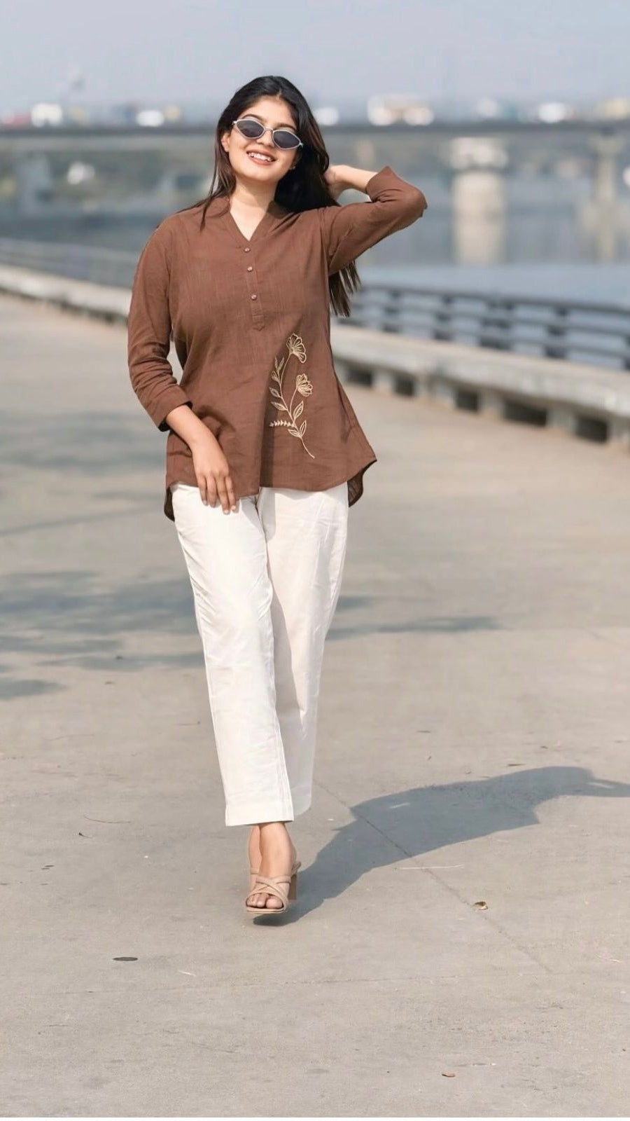 Women's Premium Cotton Slub Co-Ord Set | Embroidered Shirt & Pant Set | Casual, Office & Travel Wear