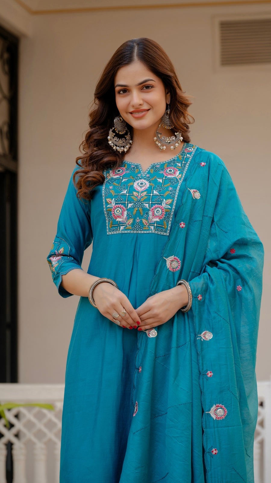 Luxury Mango Silk Kurti Set with Dupatta | Elegant Embroidered Ethnic Wear for Women