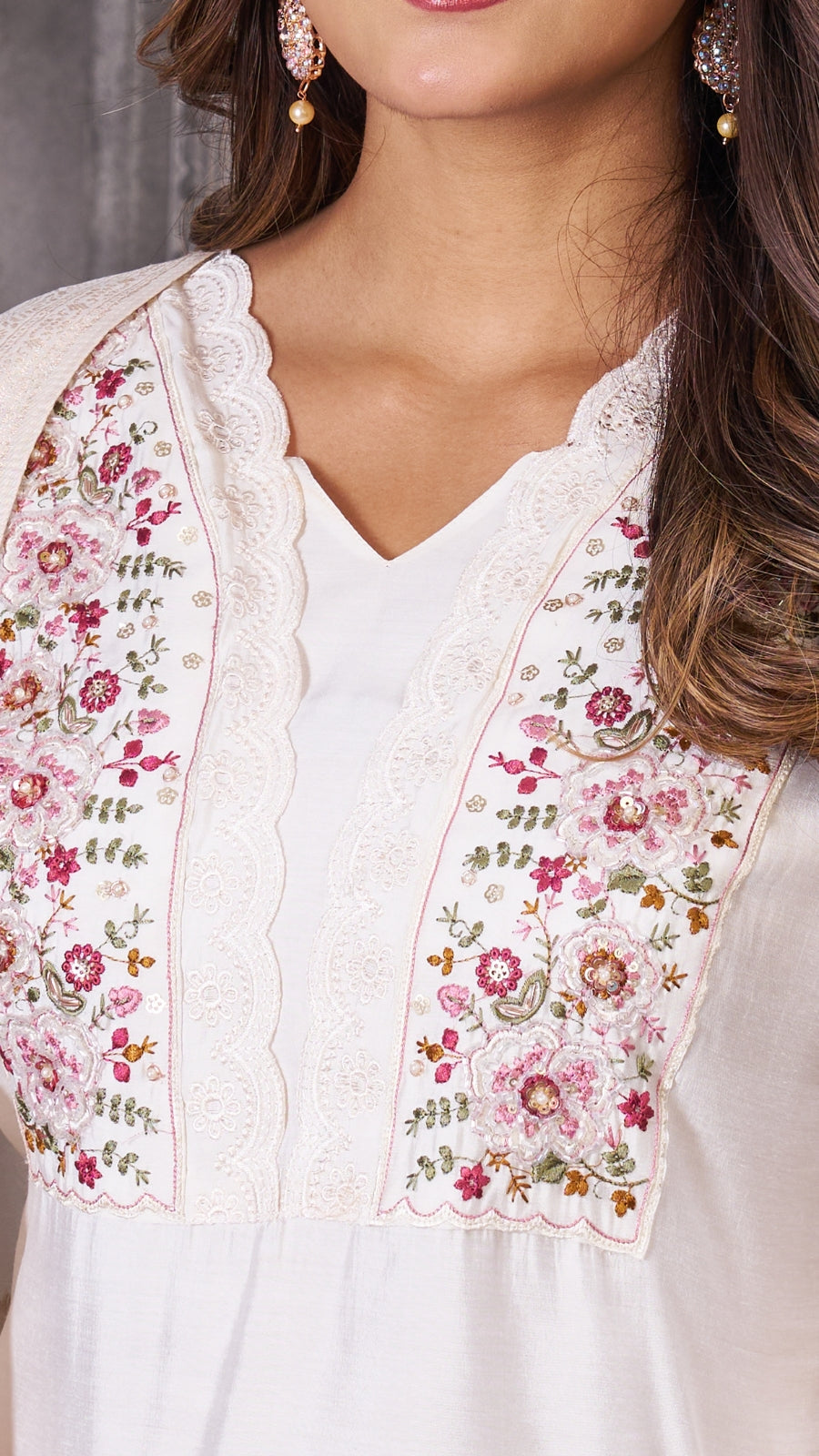 Luxury Roman Silk Embroidered Kurta Set with Dupatta | Festive & Wedding Wear Suit for Women