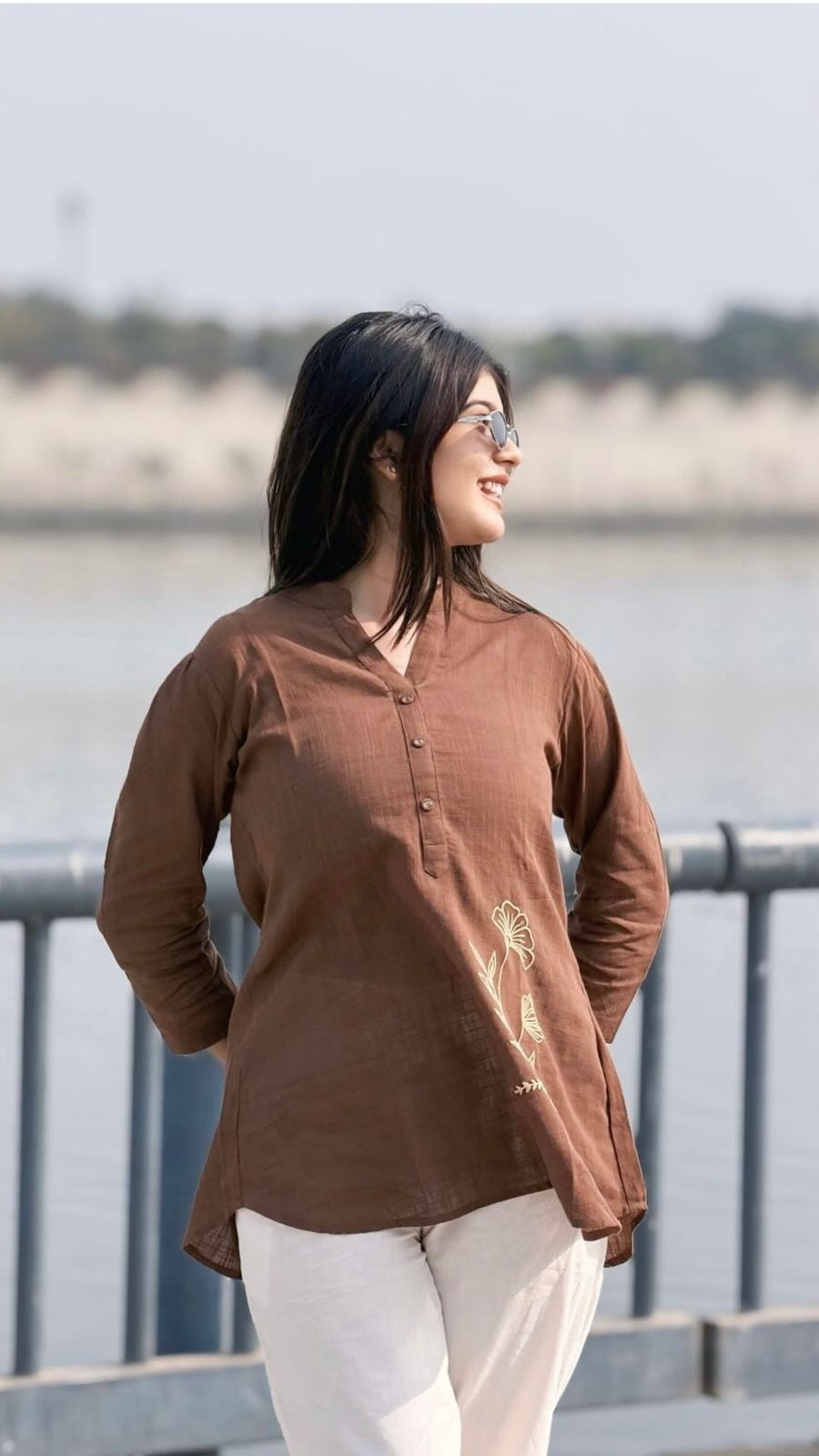 Women's Premium Cotton Slub Co-Ord Set | Embroidered Shirt & Pant Set | Casual, Office & Travel Wear
