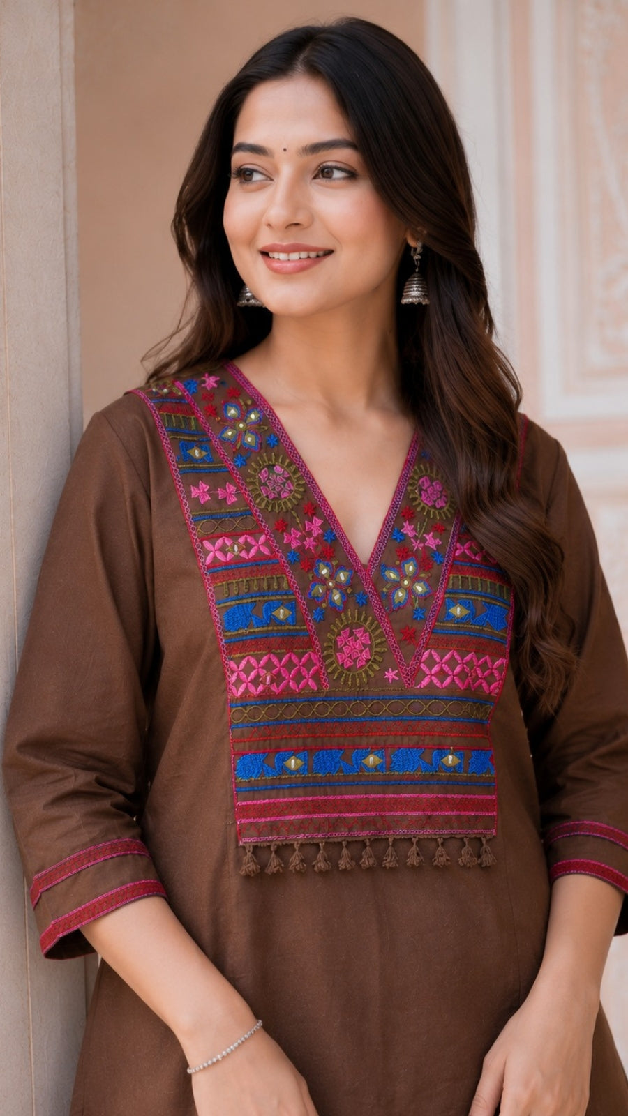 Premium Cotton Embroidered Kurti Pant Co-Ord Set for Women | Ethnic Cotton Suit Set