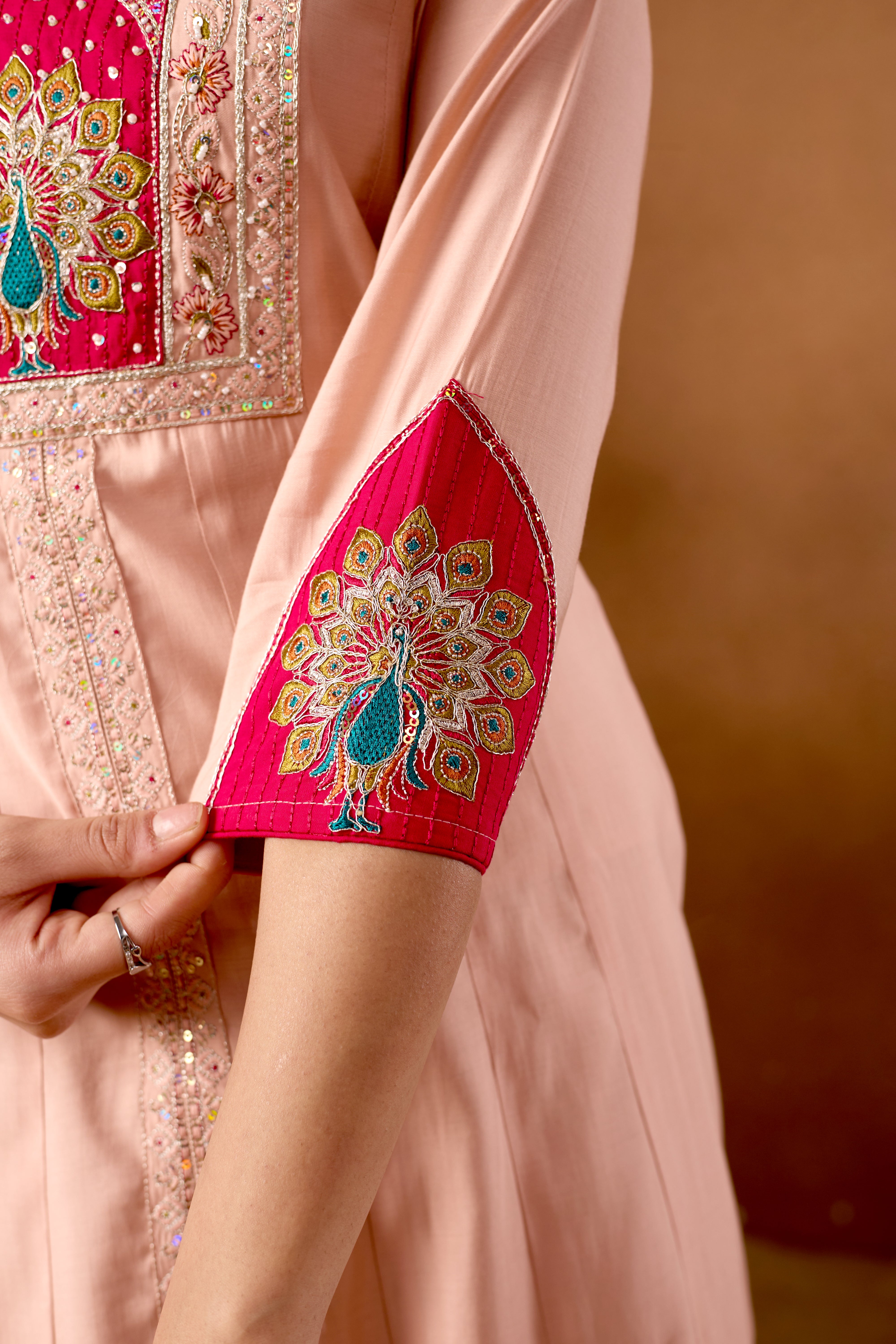 Anarkali Kurti Plazo Dupatta Set – Premium Roman Silk Embroidery Festive Wear