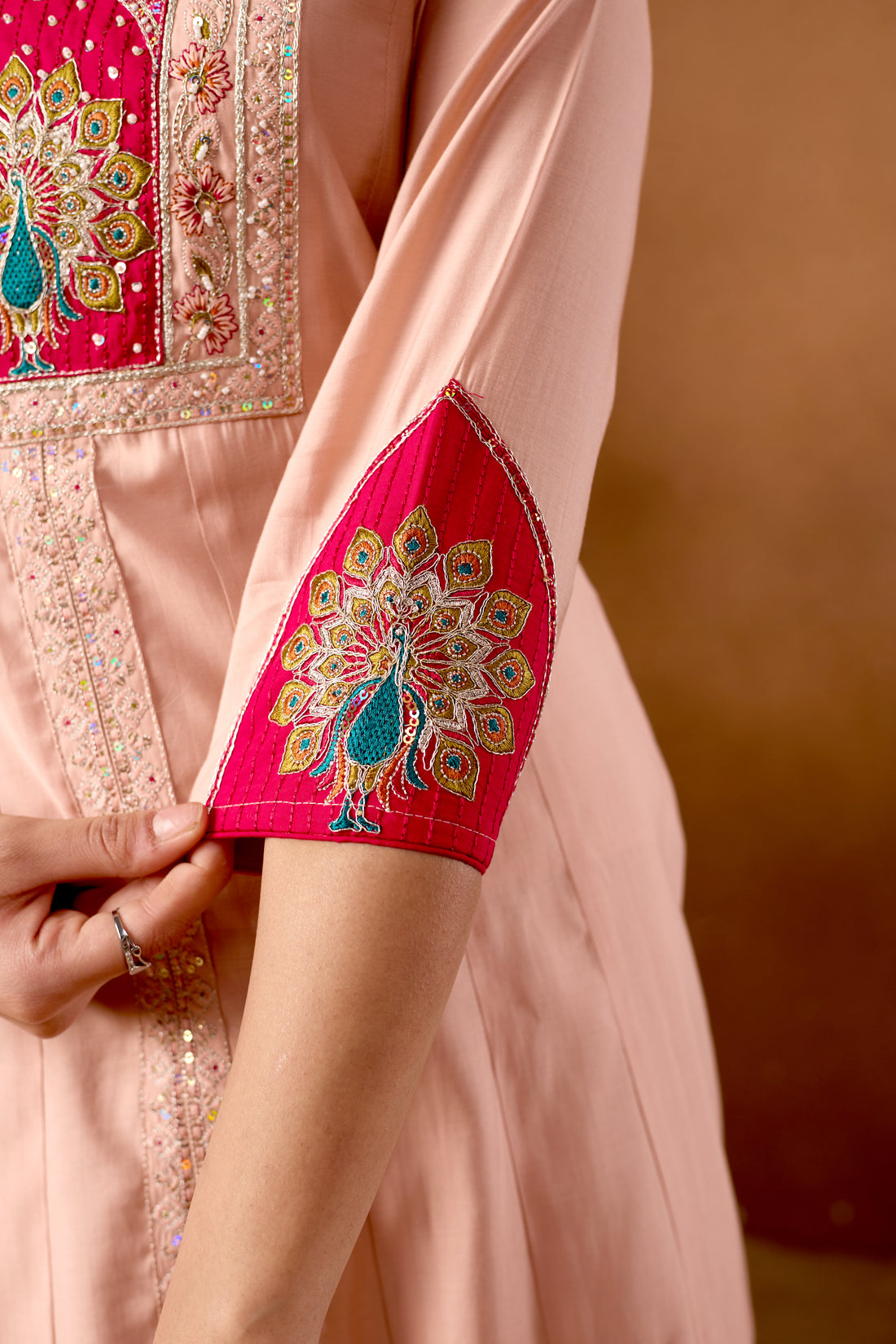 Anarkali Kurti Plazo Dupatta Set – Premium Roman Silk Embroidery Festive Wear