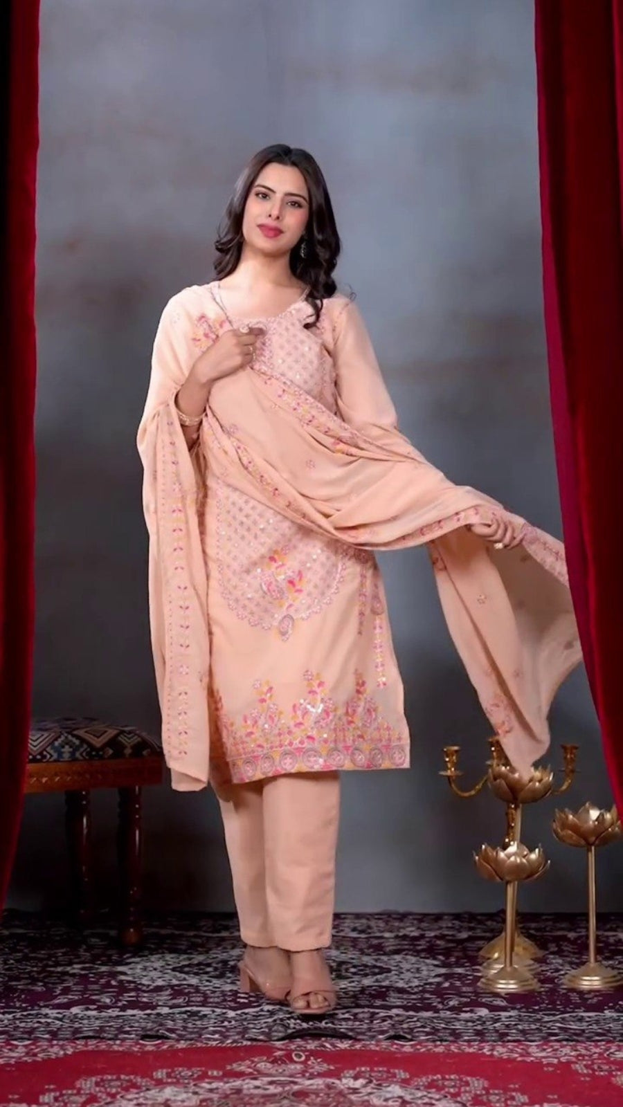 Festival Special Designer Heavy Embroidered Sequence Work Kurti Pant Dupatta Set for Women