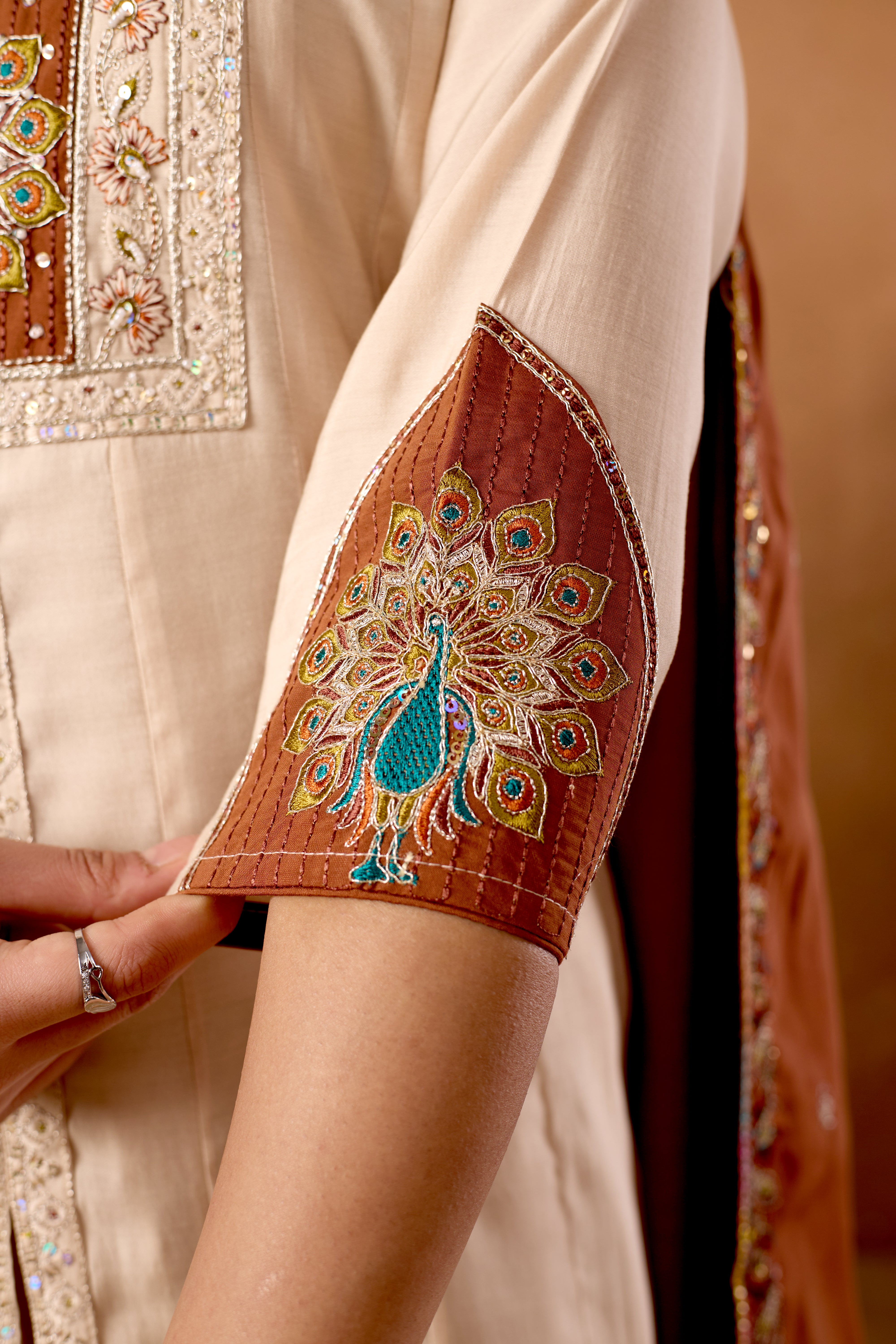 Anarkali Kurti Plazo Dupatta Set – Premium Roman Silk Embroidery Festive Wear
