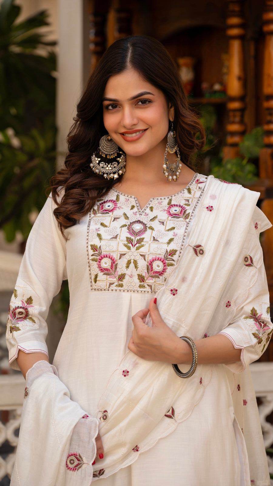 Luxury Mango Silk Kurti Set with Dupatta | Elegant Embroidered Ethnic Wear for Women