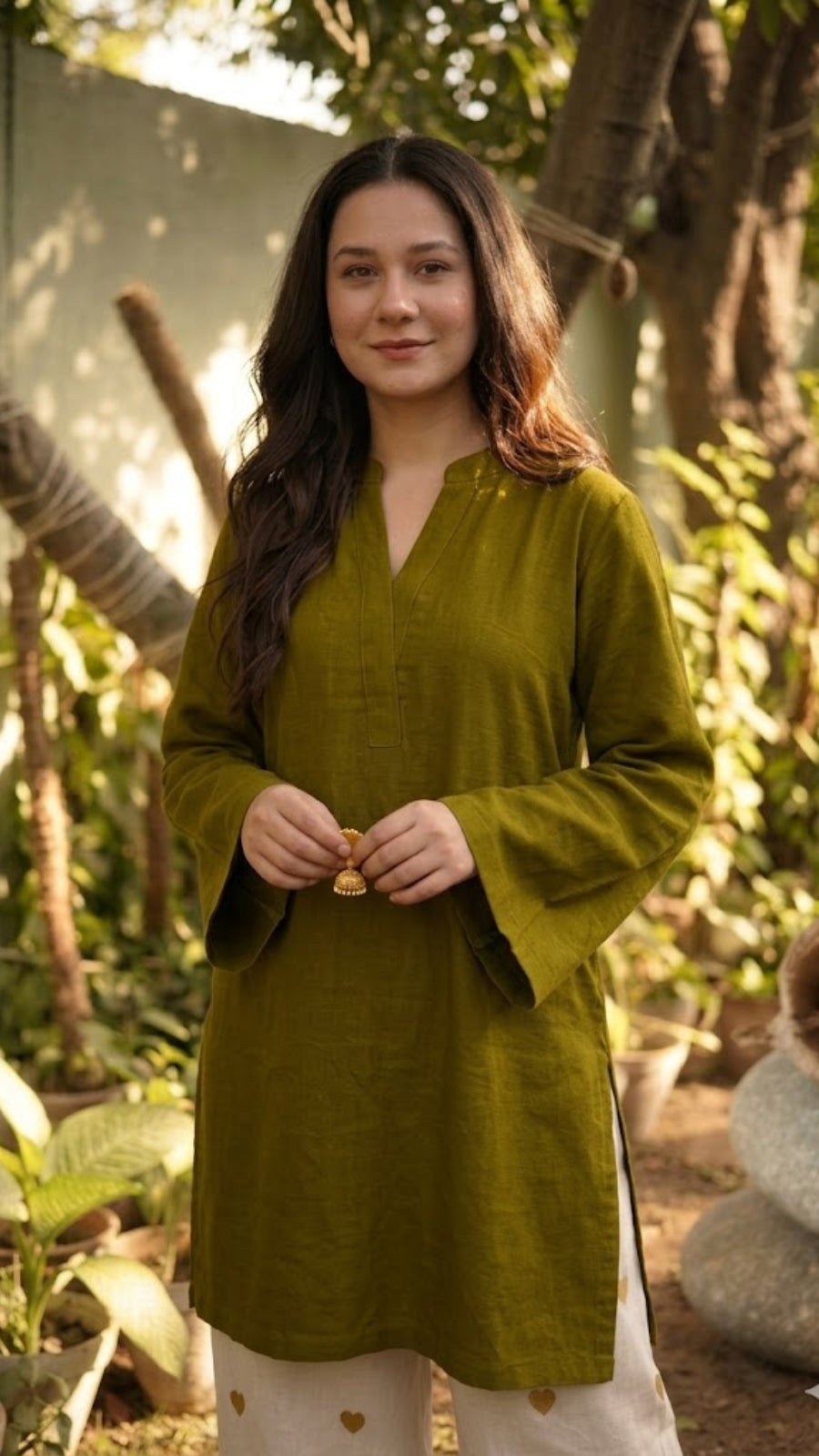 Luxury Cotton Co-Ord Set for Women | Elegant Kurti with Heart Print Palazzo | Premium Casual Wear