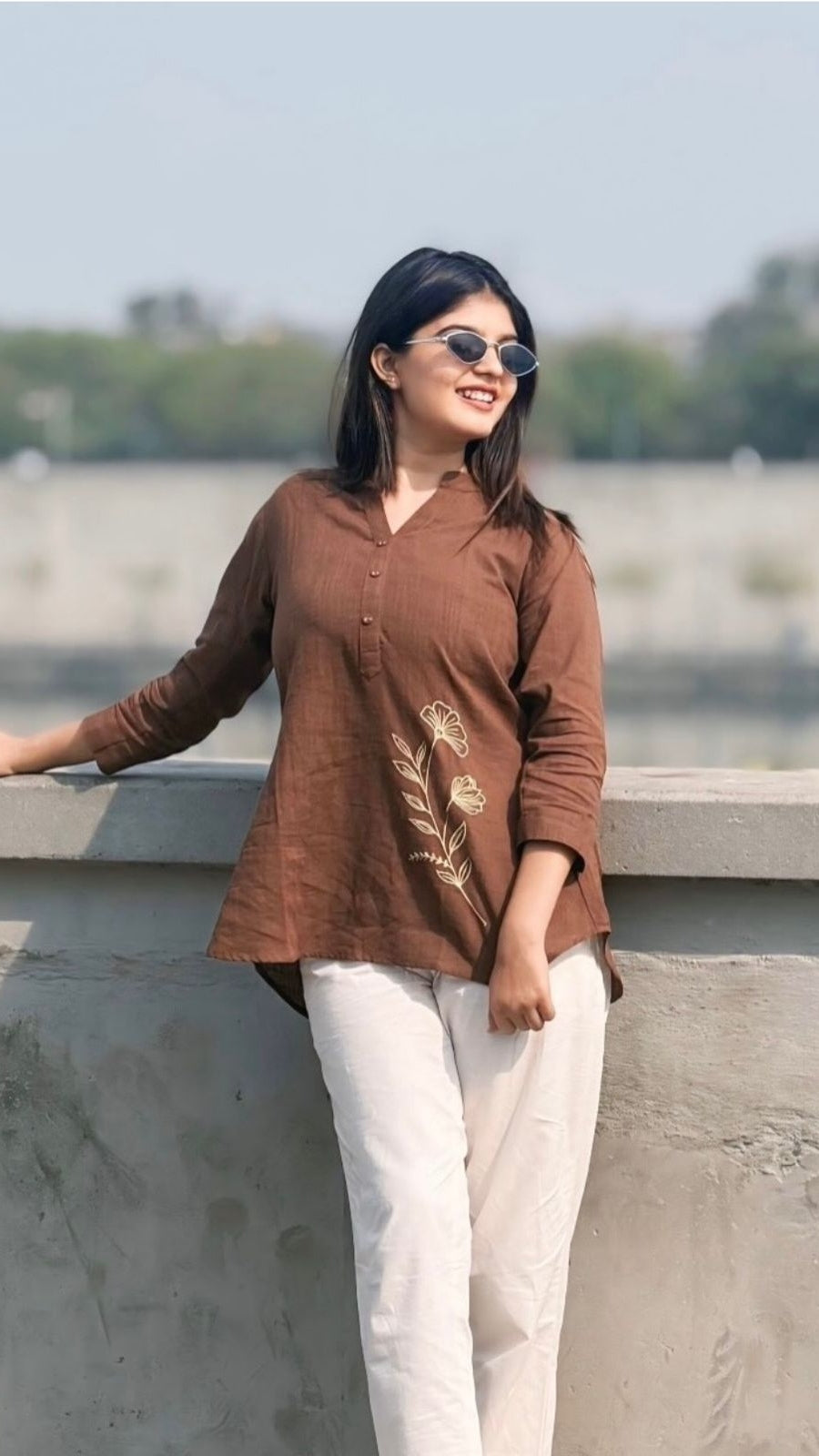 Women's Premium Cotton Slub Co-Ord Set | Embroidered Shirt & Pant Set | Casual, Office & Travel Wear