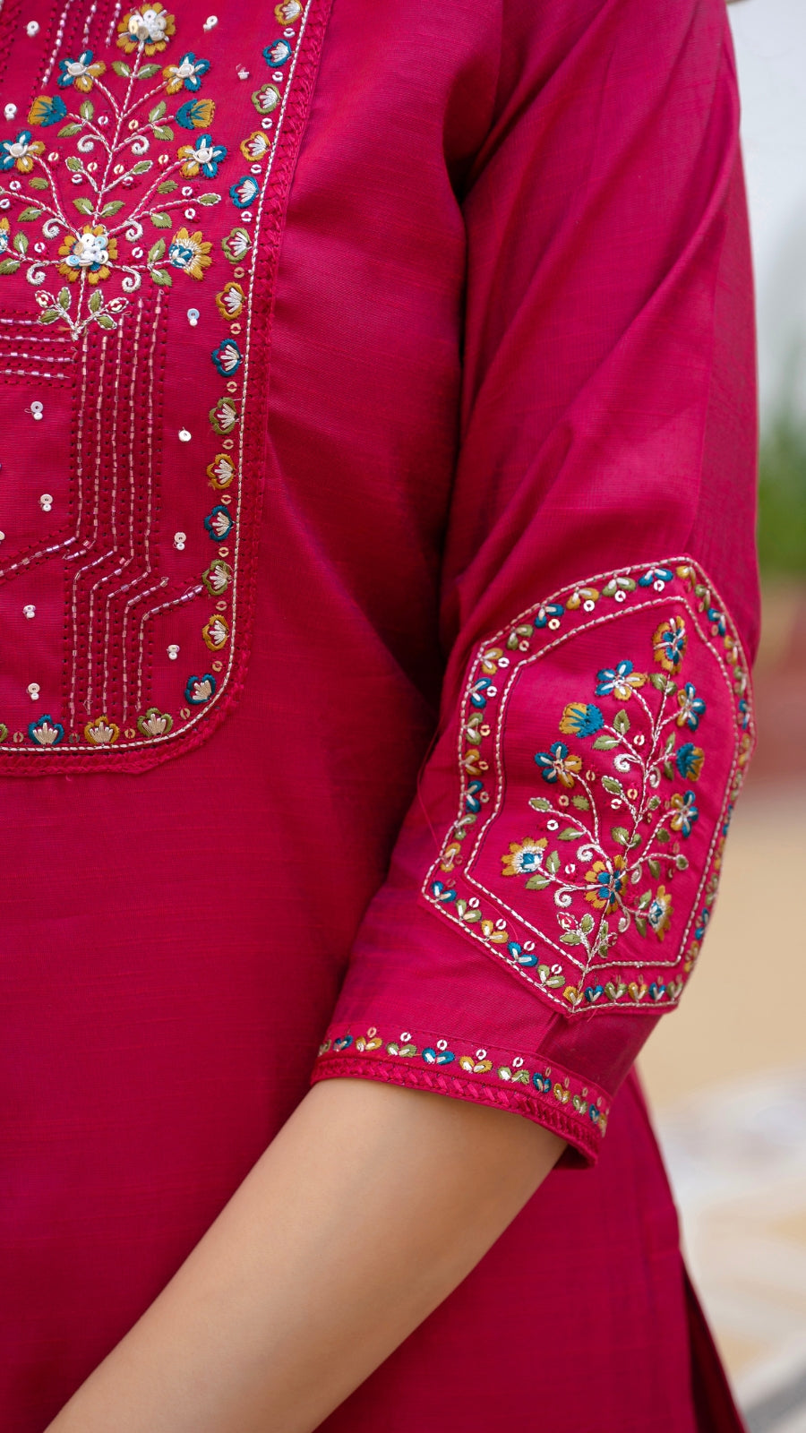Embroidered Kurti Pant Set with Dupatta – Festive Wear for Women