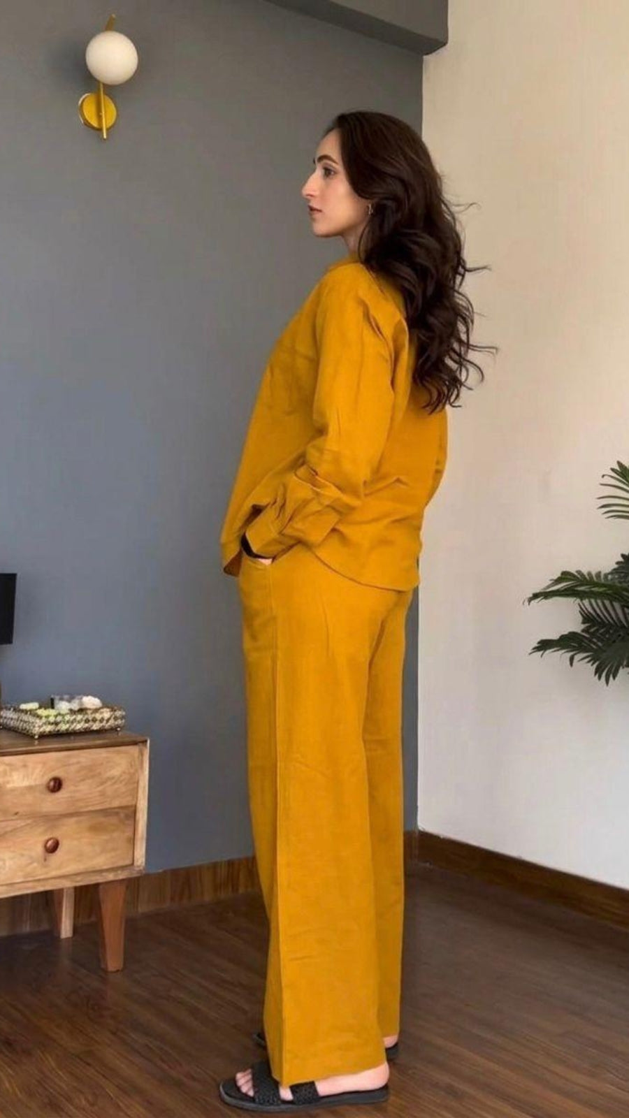 Summer Special Pure Cotton Co-Ord Set for Women | Stylish Shirt & Palazzo Set | Mustard