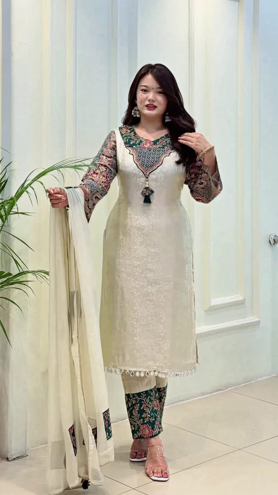 Women’s Pure Banarasi Weaving Suit Set with Dupatta | Festive Designer Kurta Pant Set