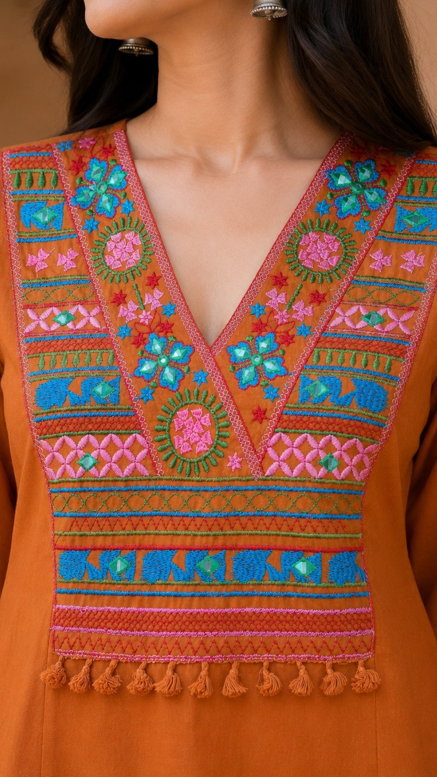 Premium Cotton Embroidered Kurti Pant Co-Ord Set for Women | Ethnic Cotton Suit Set