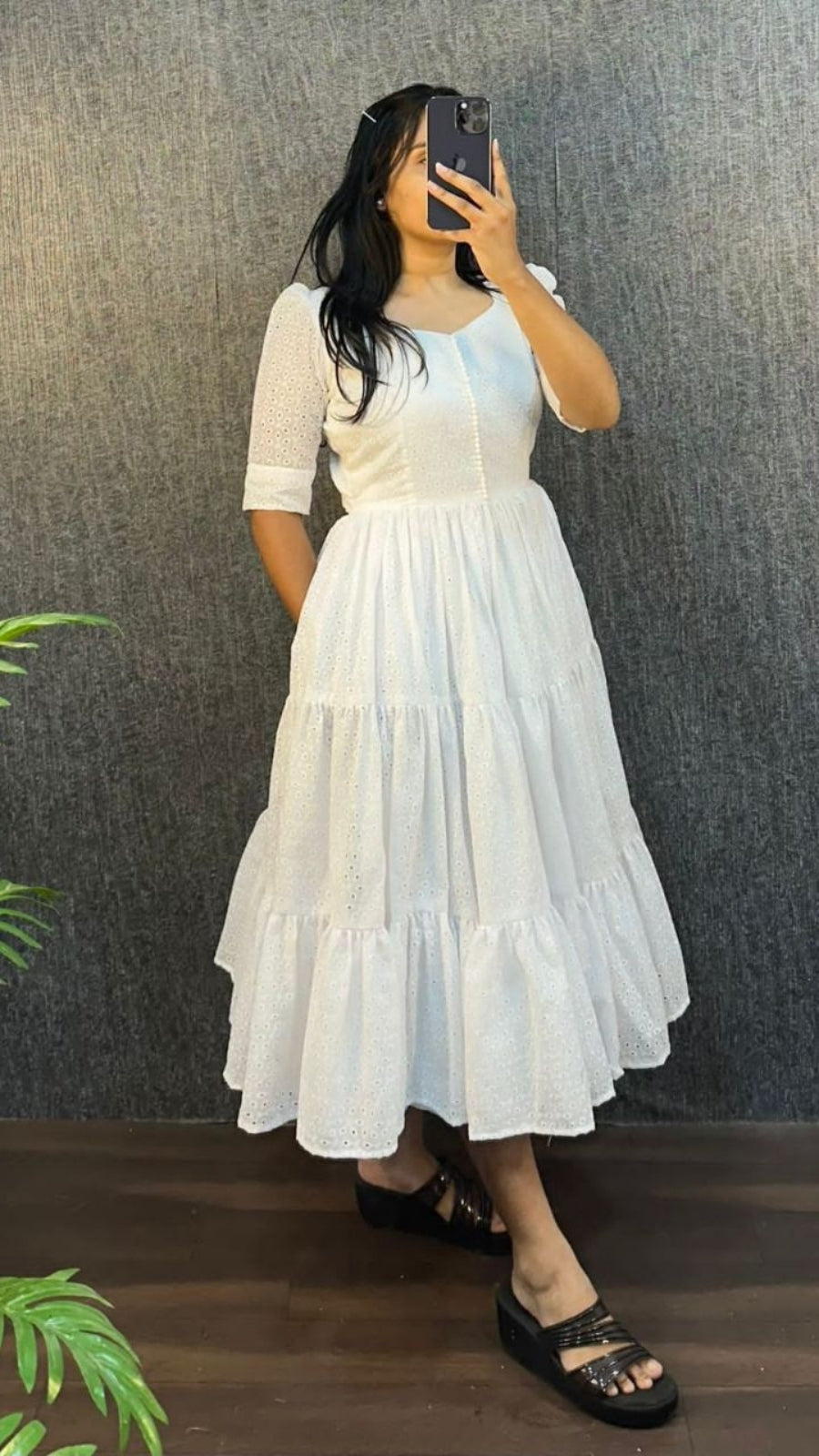 Women’s Hakoba Cotton Flared Midi Dress | Trendy 3 Layer Casual & Party Wear Midi Gown with Pocket
