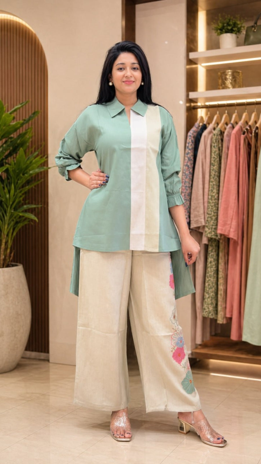 Premium Cotton Embroidered Co-Ord Set for Women | Elegant Kurti Plazo Set | Daily Wear to Vacation Style