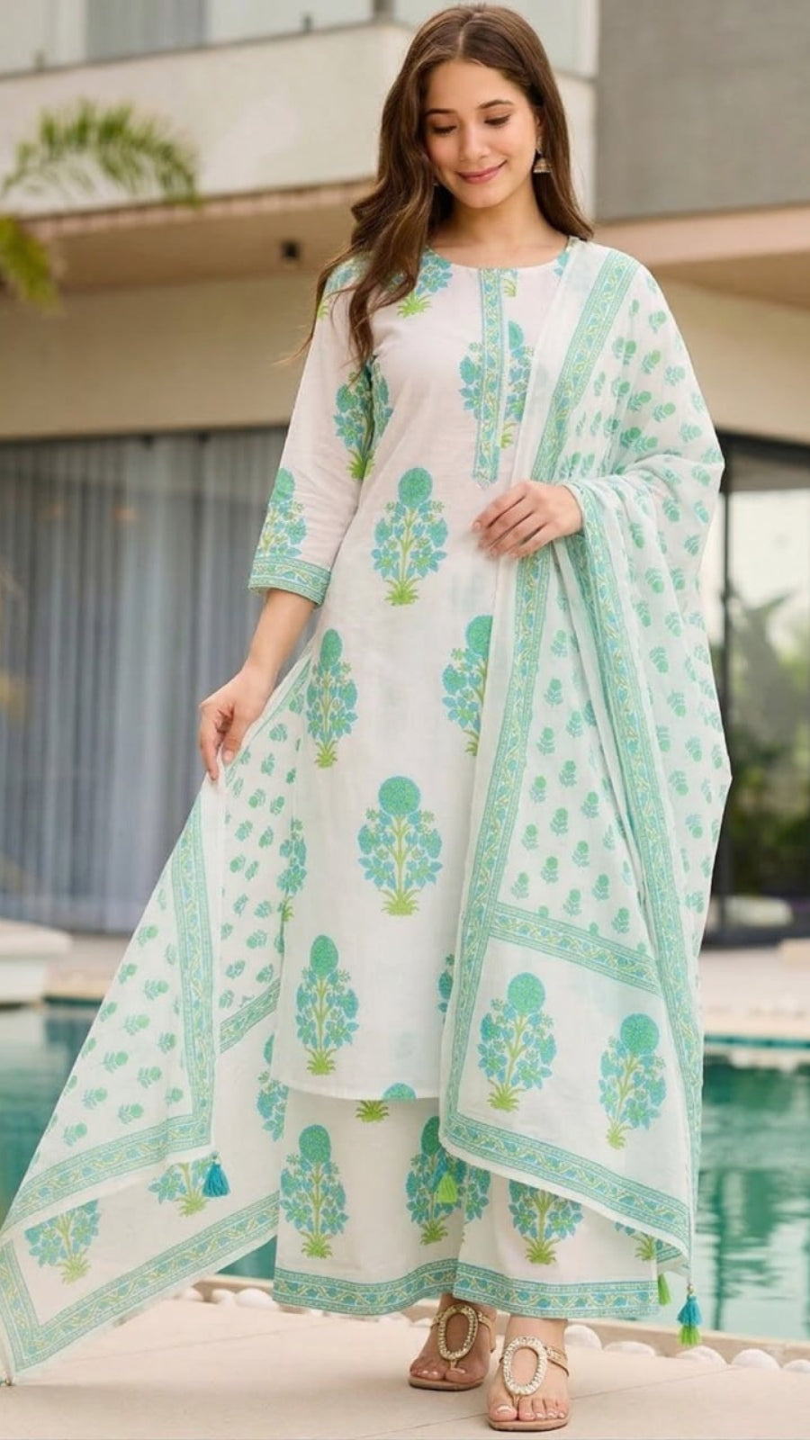 Women’s Printed Rayon Straight Kurta Pant Dupatta Set | Elegant Ethnic Wear Suit Set for Festive & Casual Wear