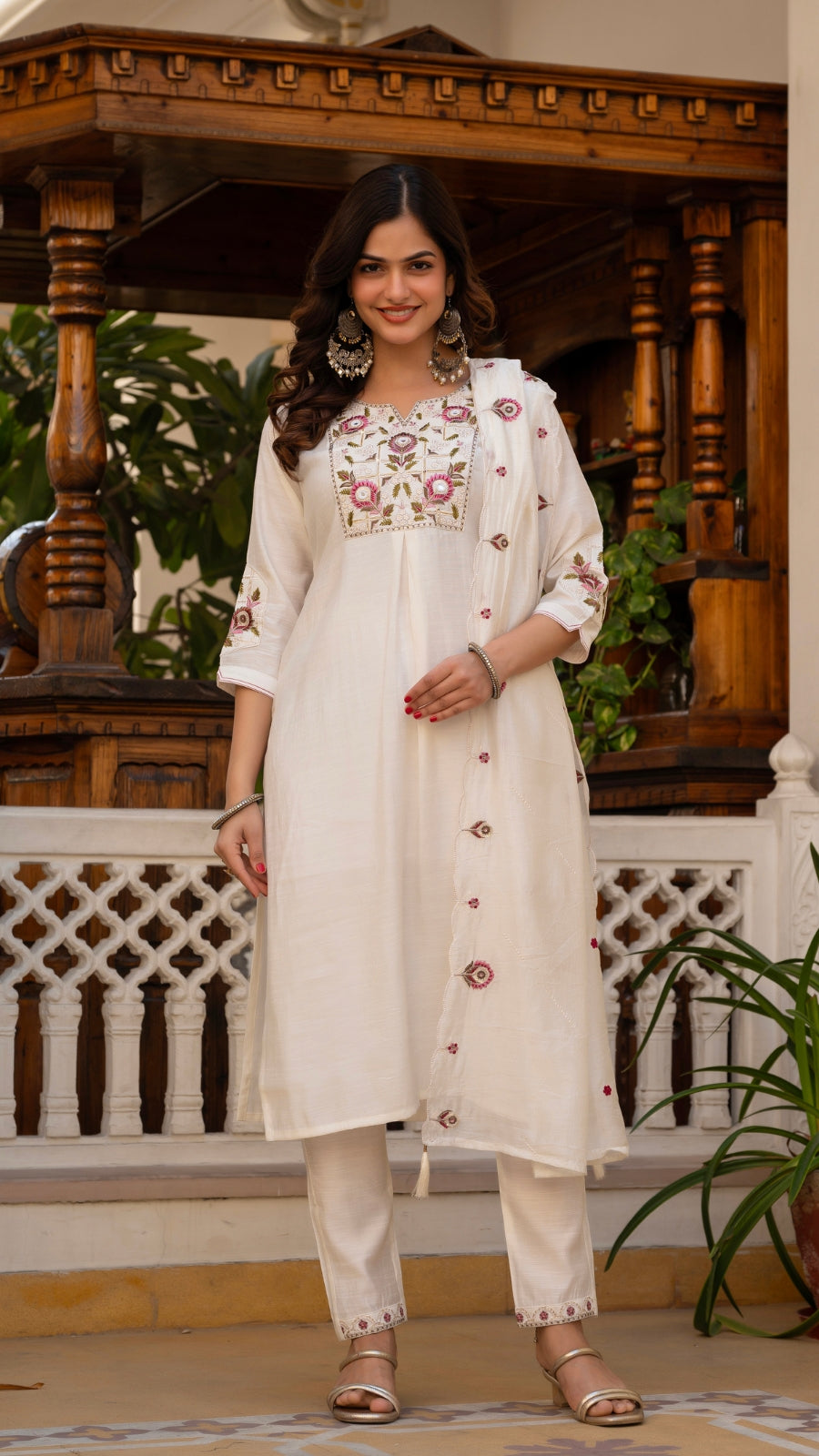 Luxury Mango Silk Kurti Set with Dupatta | Elegant Embroidered Ethnic Wear for Women