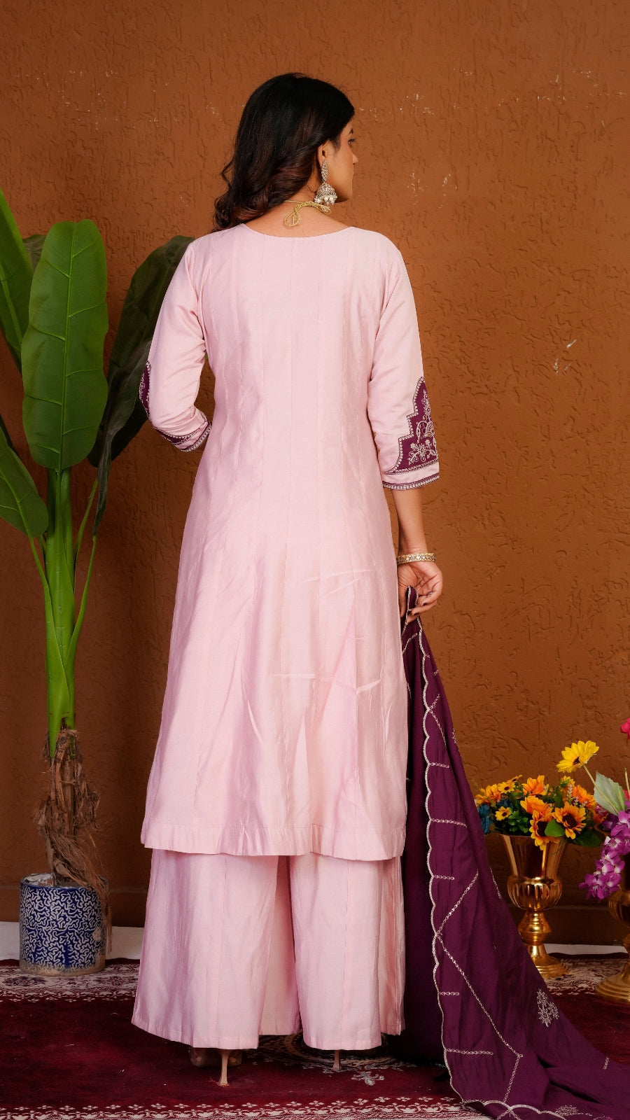 Premium Roman Silk Embroidered Anarkali Kurti Set with Dupatta | Festive Wear Ethnic Suit for Women