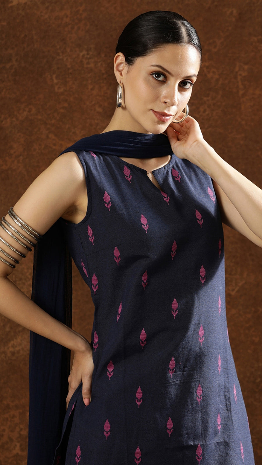 Women Viscose Heavy Quality Embroidery Work Notch Neck Straight Kurti Farshi Salwar with Dupatta