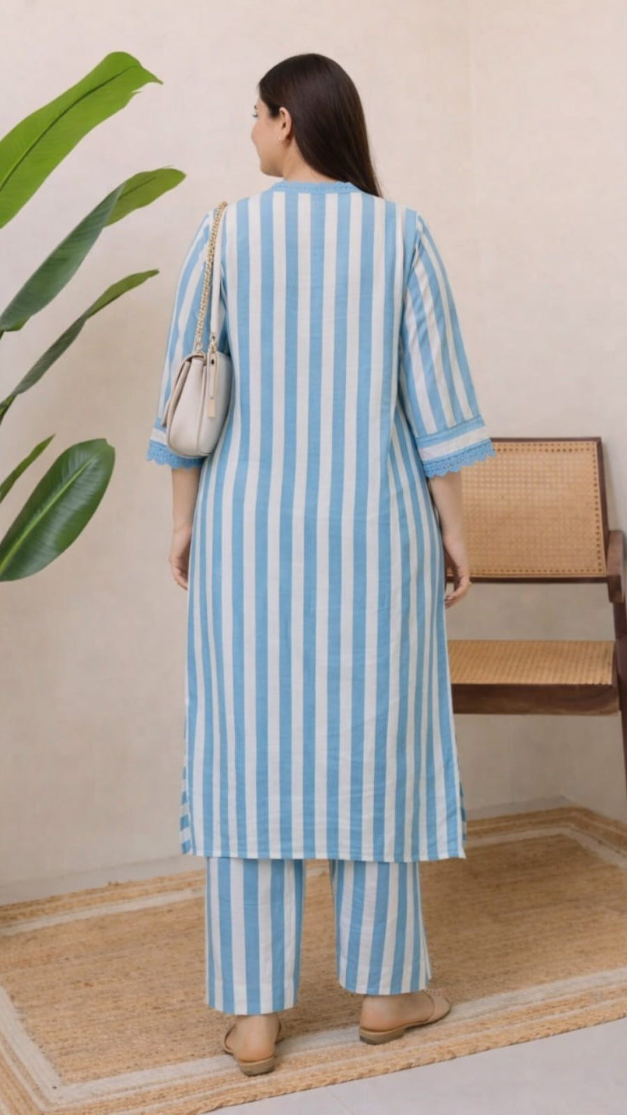 Women Striped Rayon Kurta Palazzo Set | Stylish Straight Kurti Set | Summer Ethnic Wear (4 Colors)
