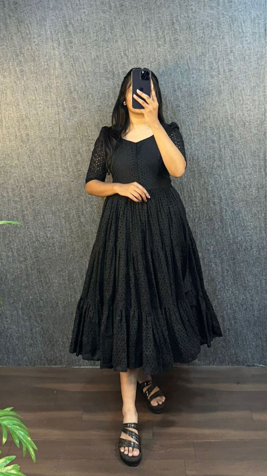 Women’s Hakoba Cotton Flared Midi Dress | Trendy 3 Layer Casual & Party Wear Midi Gown with Pocket