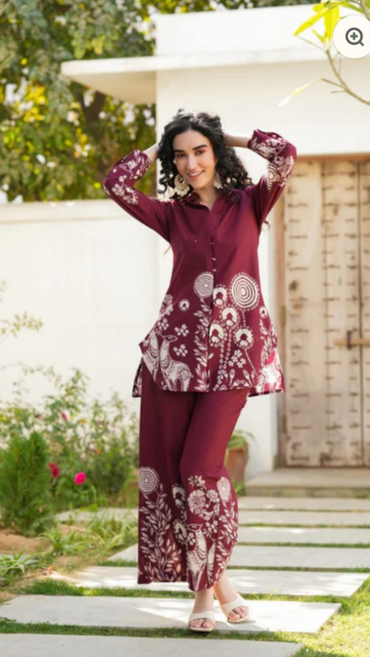 Premium Pure Cotton Printed Co-Ord Set for Women | Stylish 2 Piece Coord Set