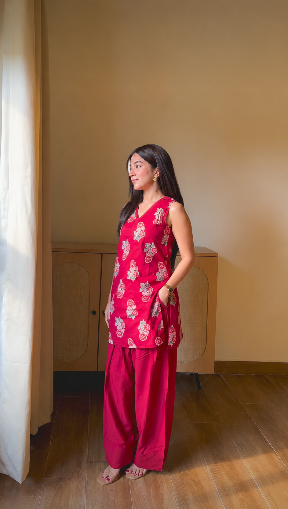 Women’s Pink Printed Cotton Salwar Set