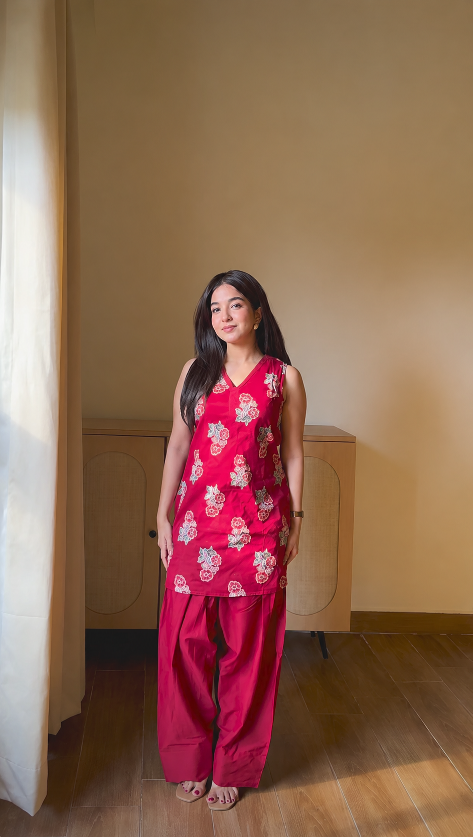 Women’s Pink Printed Cotton Salwar Set