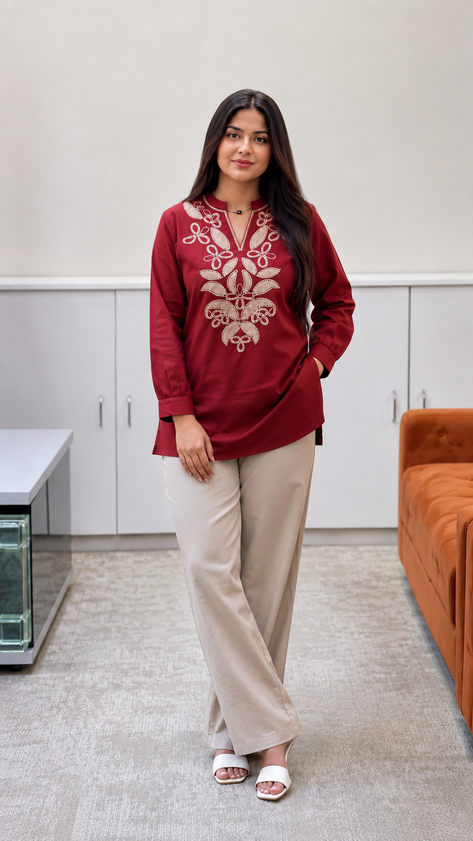 Women Pure Cotton Embroidery Cord Set with Pant | Stylish Ethnic Wear for Women