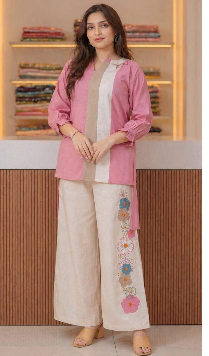 Premium Cotton Embroidered Co-Ord Set for Women | Elegant Kurti Plazo Set | Daily Wear to Vacation Style