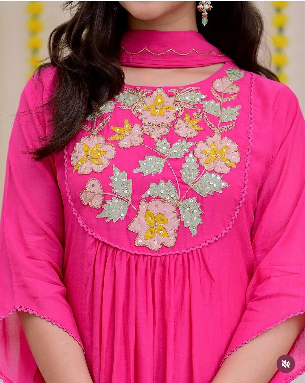 Premium Chanderi Silk Embroidered Kurta Set with Organza Dupatta | Elegant Festive Wear for Women
