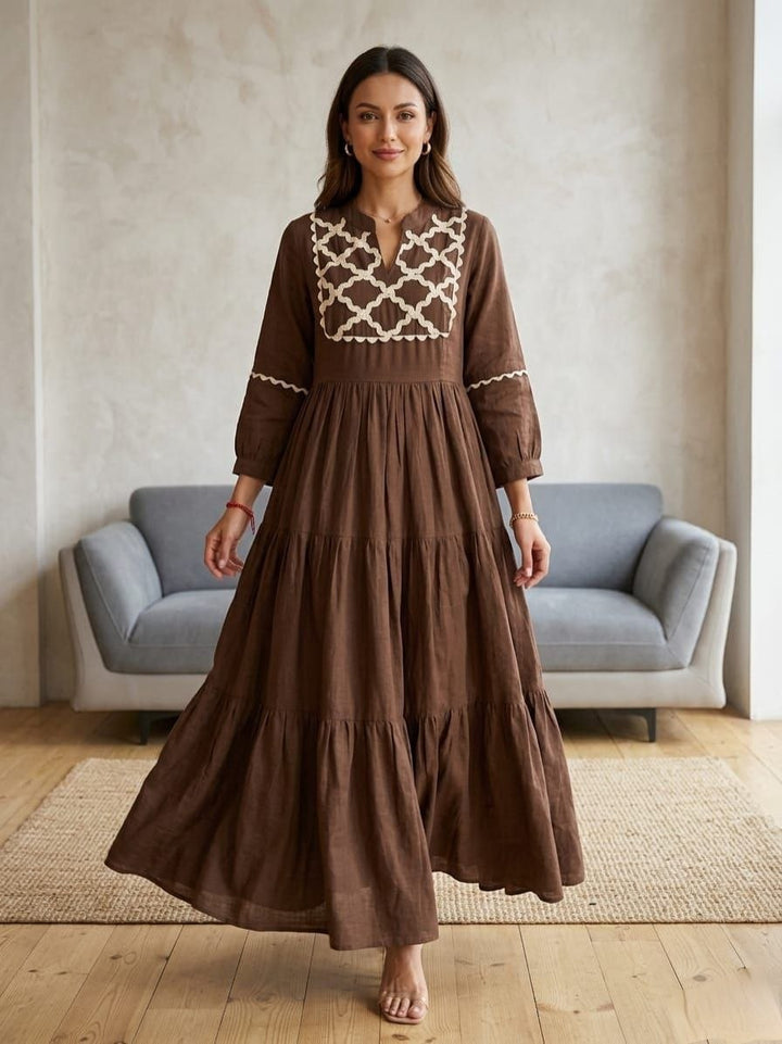 Premium Jaipuri Cotton Anarkali Gown for Women | Traditional Hand Embroidery Maxi Dress